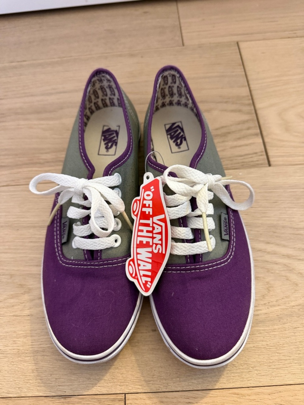 NWT Vans Purple & Gray Canvas Lace-Up Sneakers with White Laces